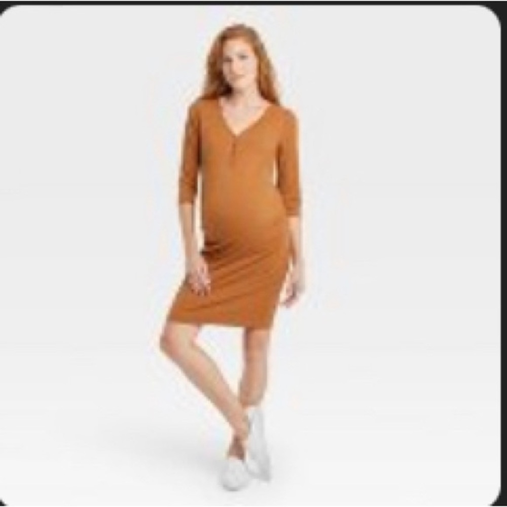 3/4 Sleeve Ribbed Maternity Dress - Isabel Maternity by Ingrid & Isabel L